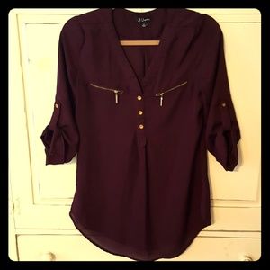 Women's sheer wine red blouse
